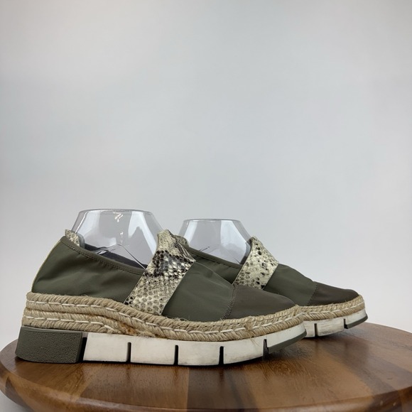 Womens Cinzia Araia Olive‎ Green Platform Snake Espadrille Sneakers Size EU 36.5